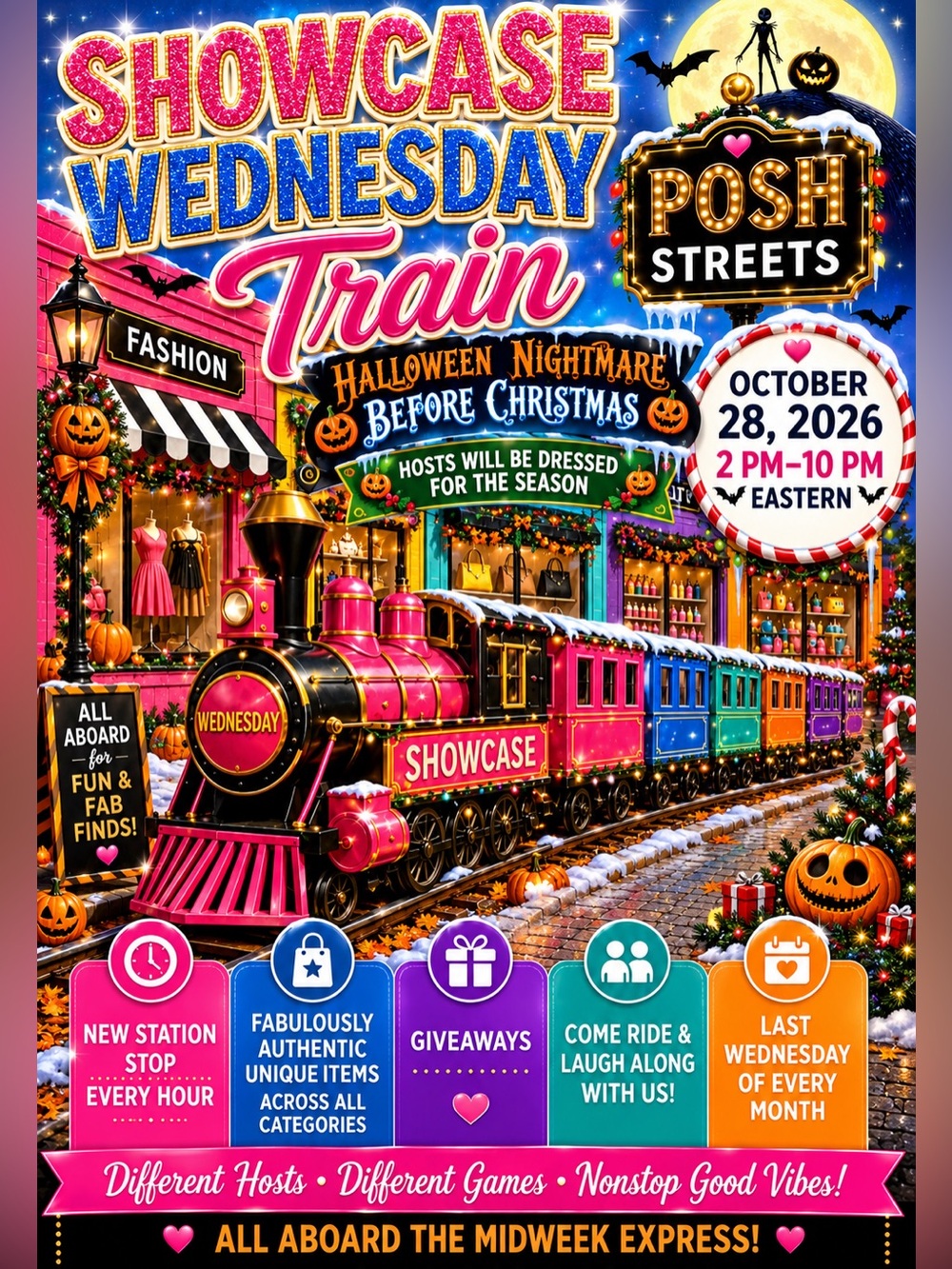 28th of October SHOWCASE WEDNESDAY Train Come JOIN US!! GIVEAWAYS Fab Finds